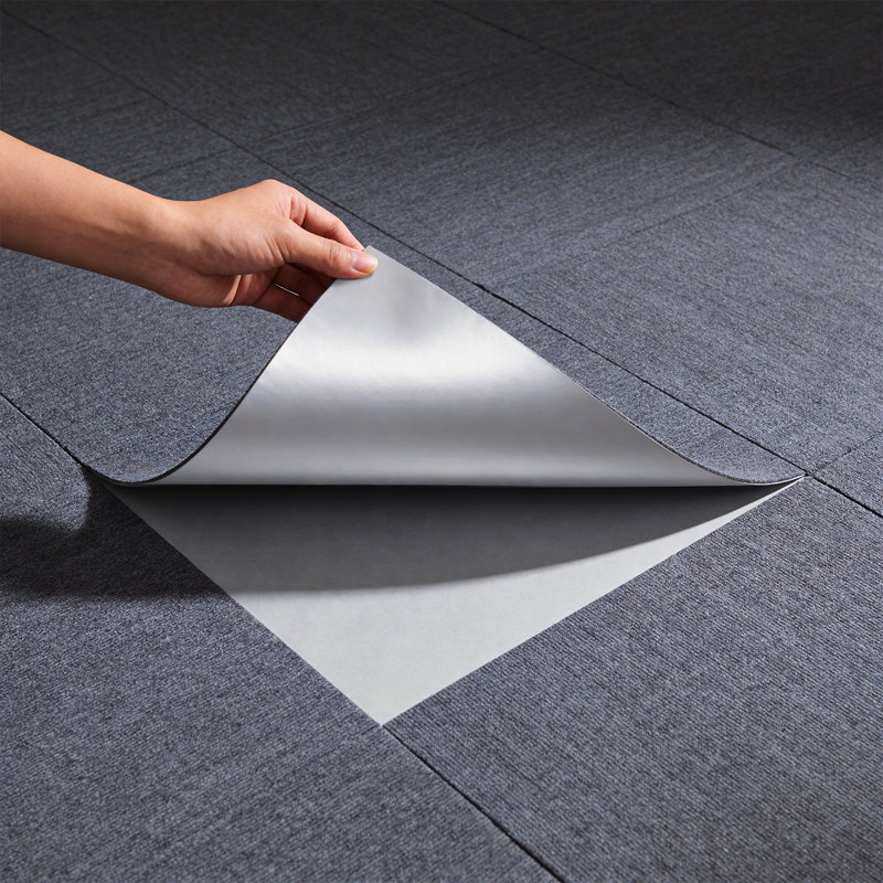 10pcs Polyester Self Adhesive Carpet Tiles, Grey