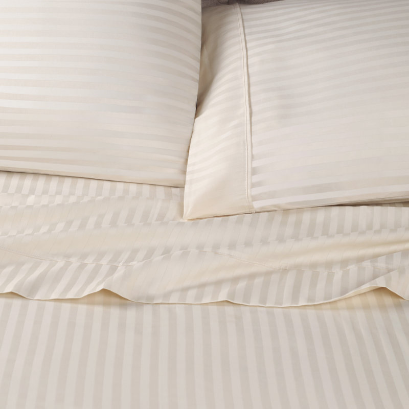 Drap rayé 100% coton égyptien à densité de tissage 400 fils Gisla, Ensemble de draps pour lit simple avec 1 taie d'or