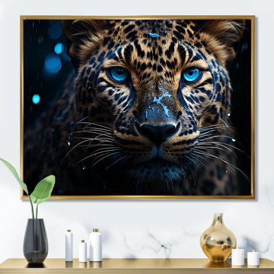 Leopard Nocturnal Sovereign Nightime Blues - impression sur toile encadrée léopard