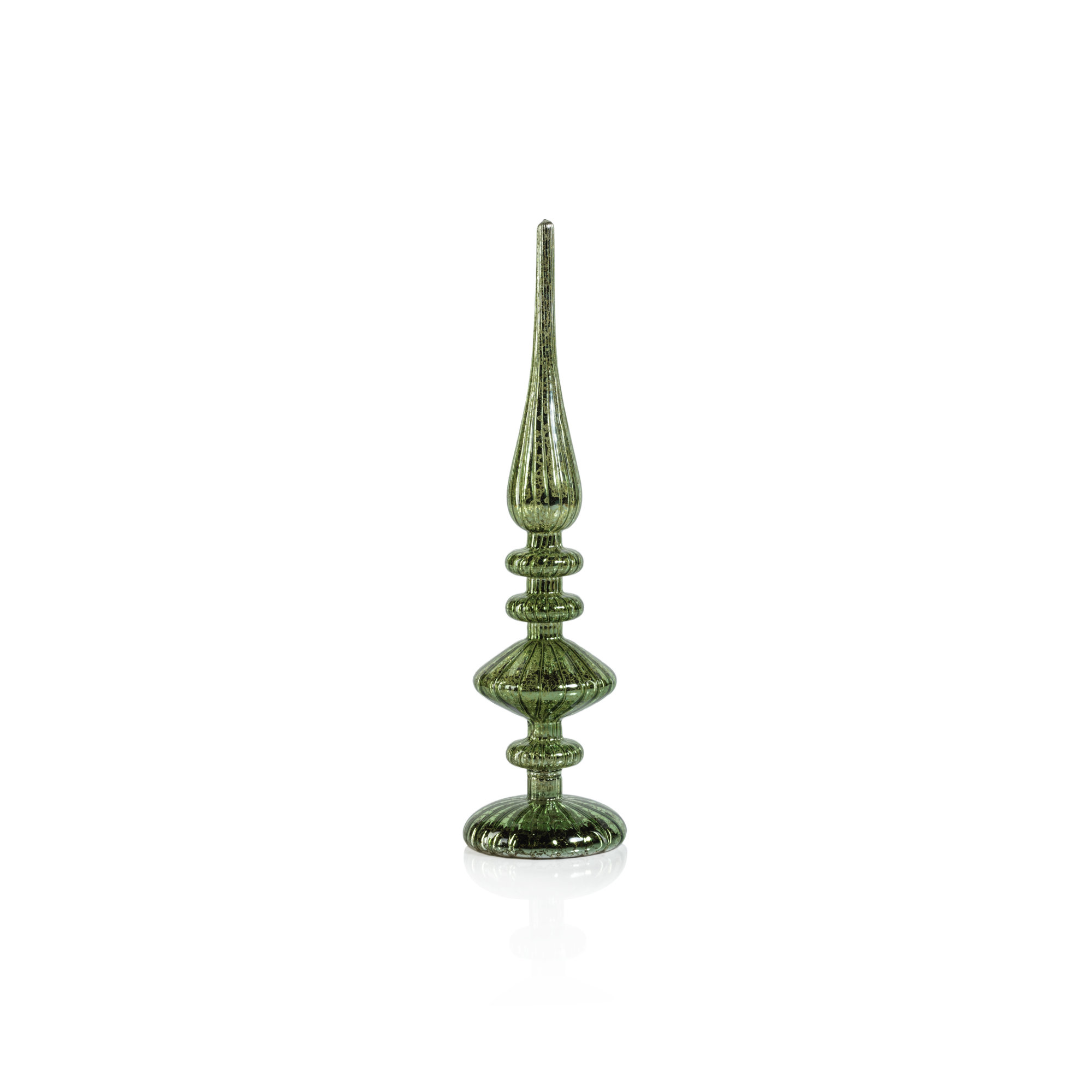 LED Tabletop Finials, Set of 2, 13.25" H x 3.5" W x 3.5" D, Antique Green