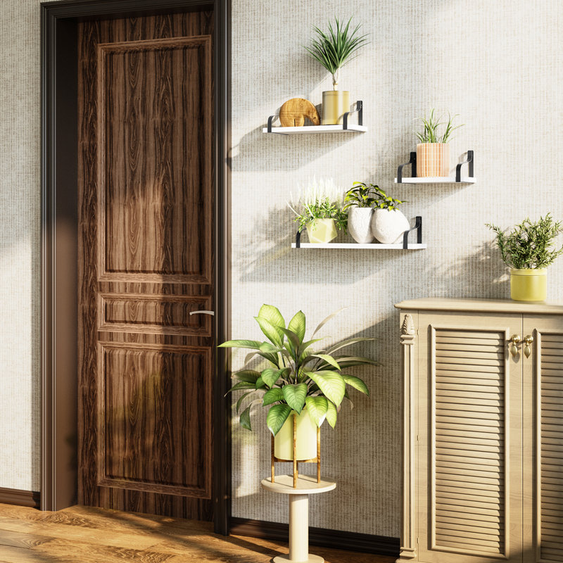 Tablettes de rangement rustiques en bois pour espaces multiples, Blanc délavé