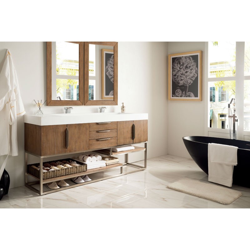 Columbia 72'' W Single Vanity, Glossy White, Dusk Gray, Brushed Nickel