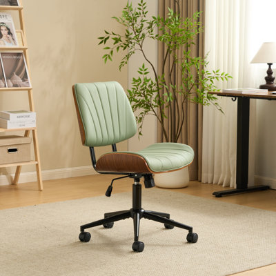 PU Trapezoid Curved Back Swivel Office Chair