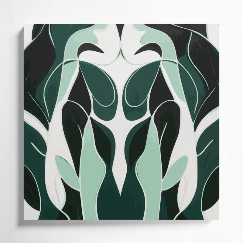 Art abstrait abstrait sur toile vert, H 8 po x l 8 po