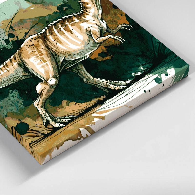 «Dinosaur Compsognathus», art mural sur toile verte, H 8 po x l 10 po
