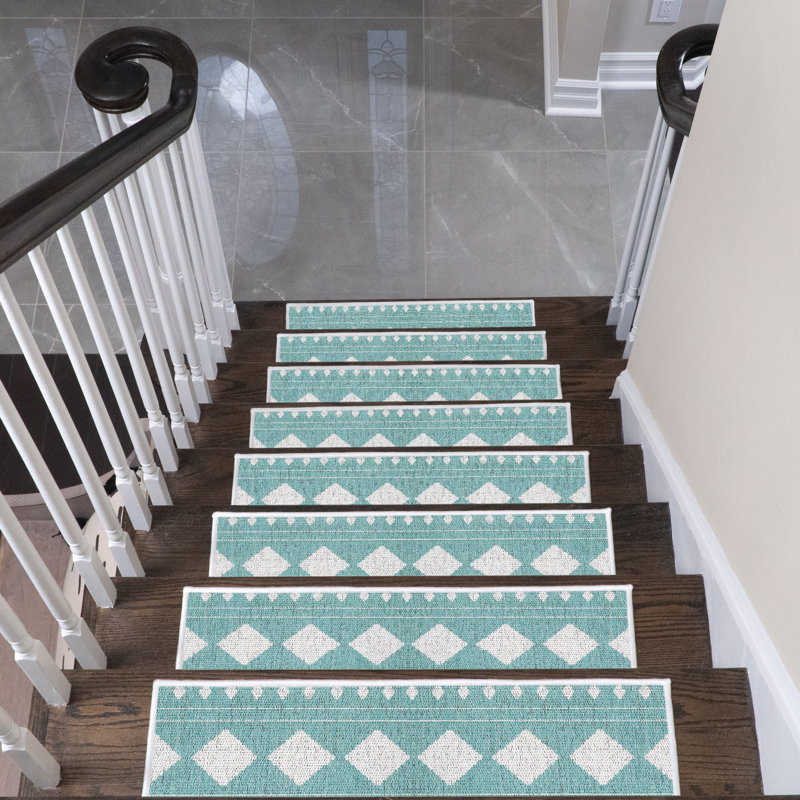 Tapis d'escalier Saranac, Bleu sarcelle clair