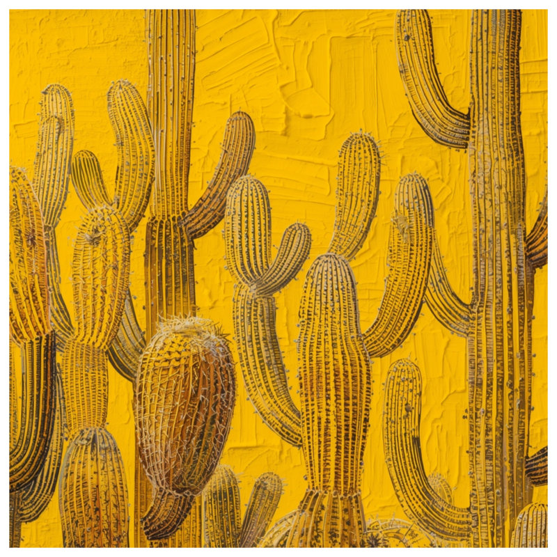 Couvertures jaunes Cactus Saguaro, L 60 po x H 80 po