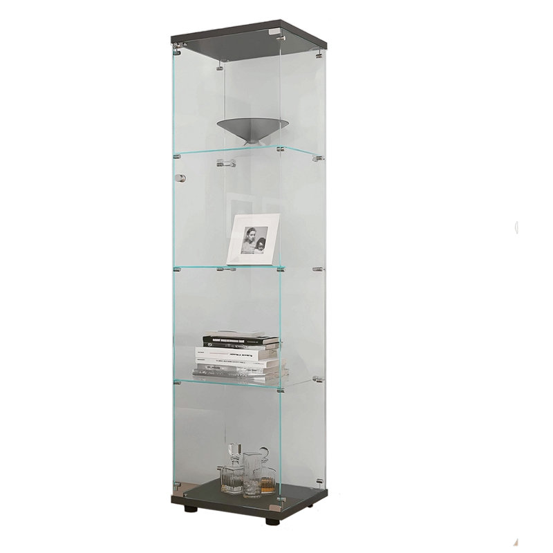 Vitrine en verre avec 4 portes et 4 tablettes, Noir