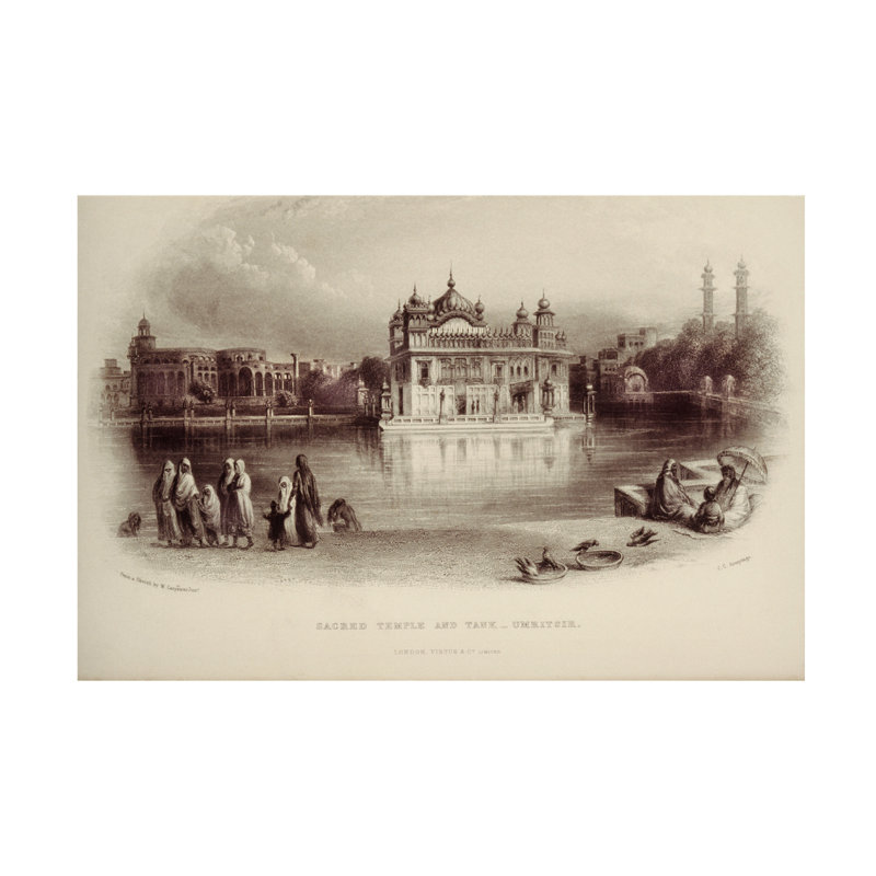 William Carpenter Sacred Temple And Tank - Umritsir Canvas Art, 12" H x 19" W