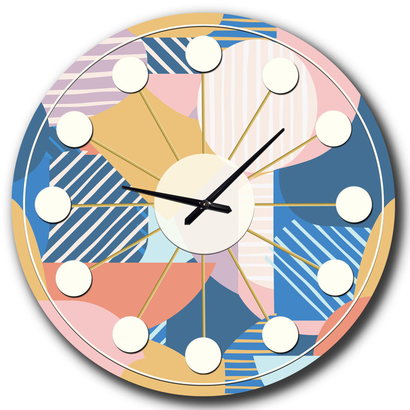 Motif de formes géométriques modernes - horloge murale Mid-Century, Moyenne