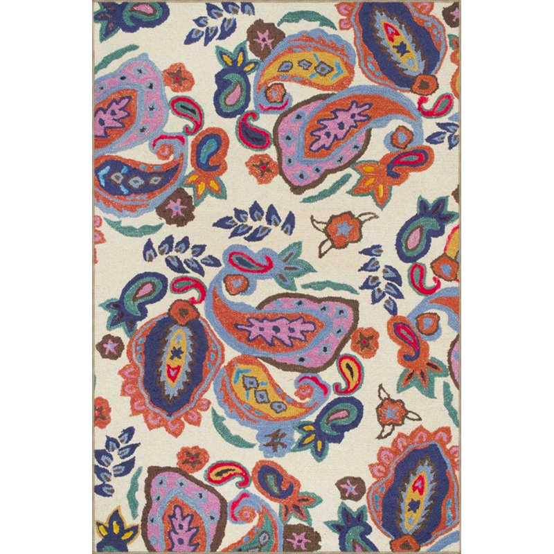 Tapis lavable coloré à motif floral, Tapis de couloir 2 pi 6 po x 6 pi 7 po