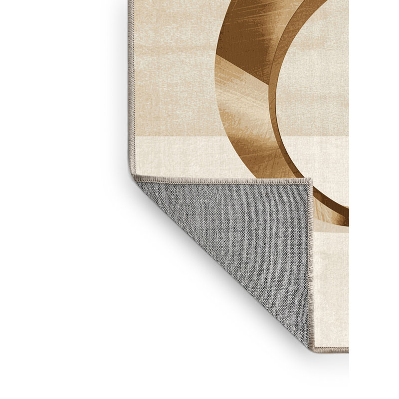 Tapis luxueux beige lavable à la machine Luray - Reliure beige, 5 x 8