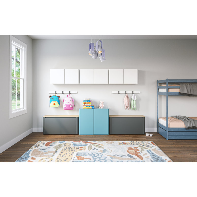Modern Blue Steel Freestanding Storage Cabinet with Adjustable Shelves