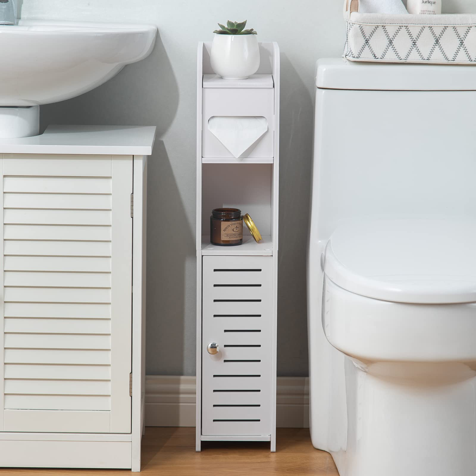 Rebrilliant Waterproof PVC Bathroom Storage Cabinet With Toilet Paper ...