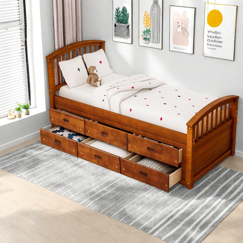 Lits en bois massif peu encombrants avec rangement et style moderne