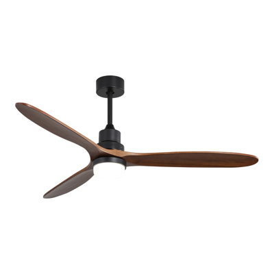 60 Inch Ceiling Fan with Light, Walnut Wood Blades, Reversible Motor & Remote