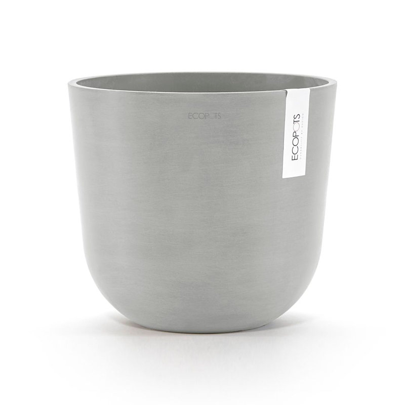 Ecopots Oslo Indoor/Outdoor Modern Recycled Plastic Flower Pot Planter, White Gray, 5.98" H x 10" W x 4.13" D