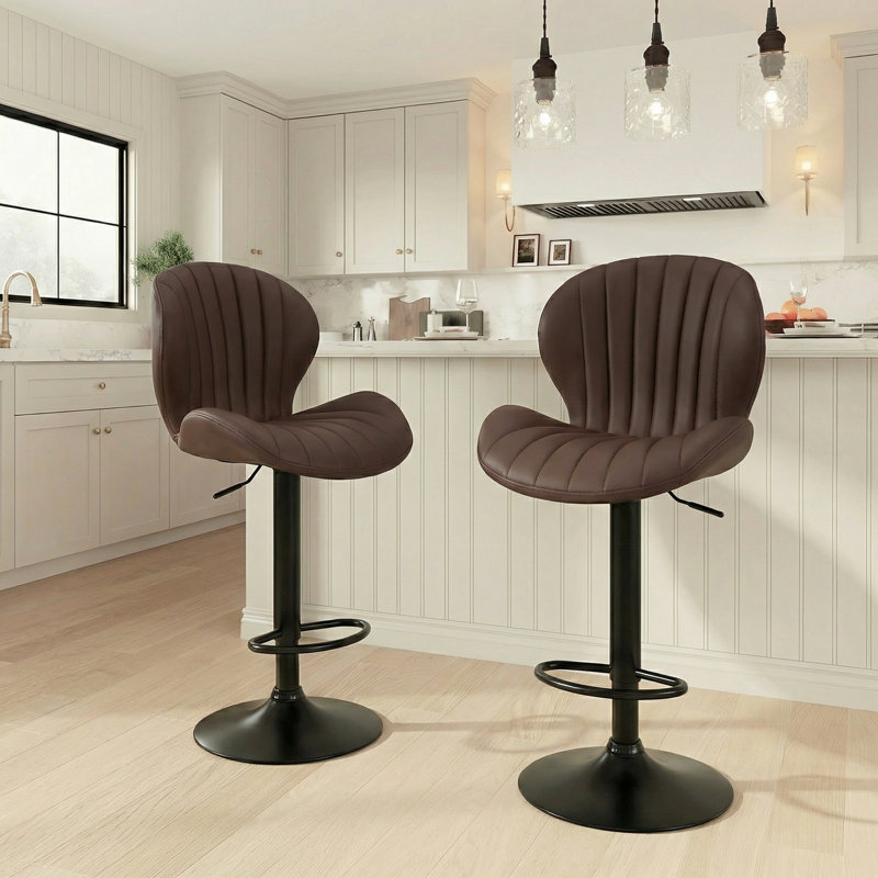 Tabouret de bar pivotant à hauteur réglable avec structure en métal, Brun