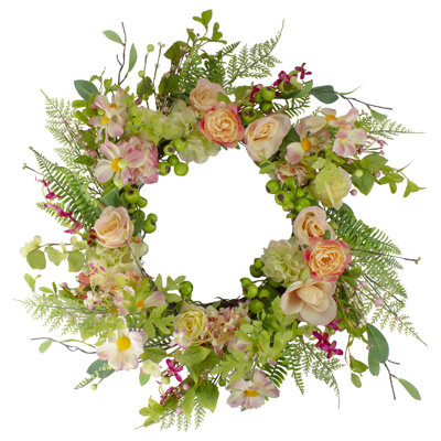 Faux Rose Plastic 26'' Wreath