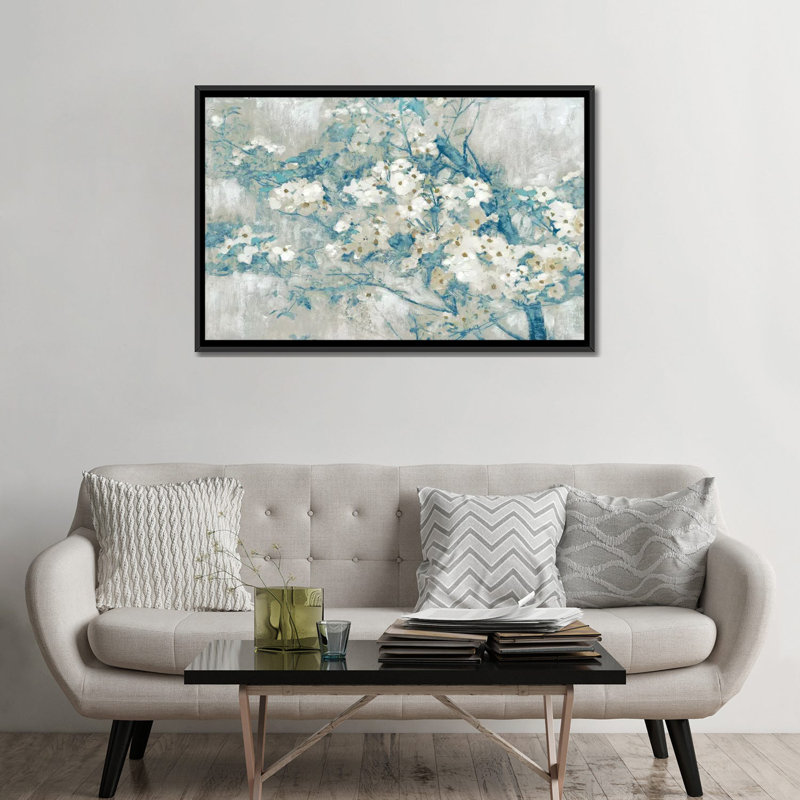 «Dogwood Bloom I», reproduction sur toile, H 18 po x l 26 po x P 1,5 po, Toile avec cadre noir, Pas de tapis
