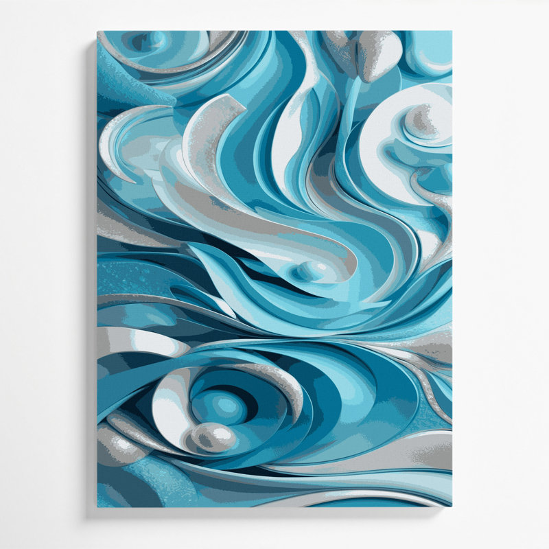 «Abstract Shapes», art mural bleu sur toile 78, H 36 po x l 24 po