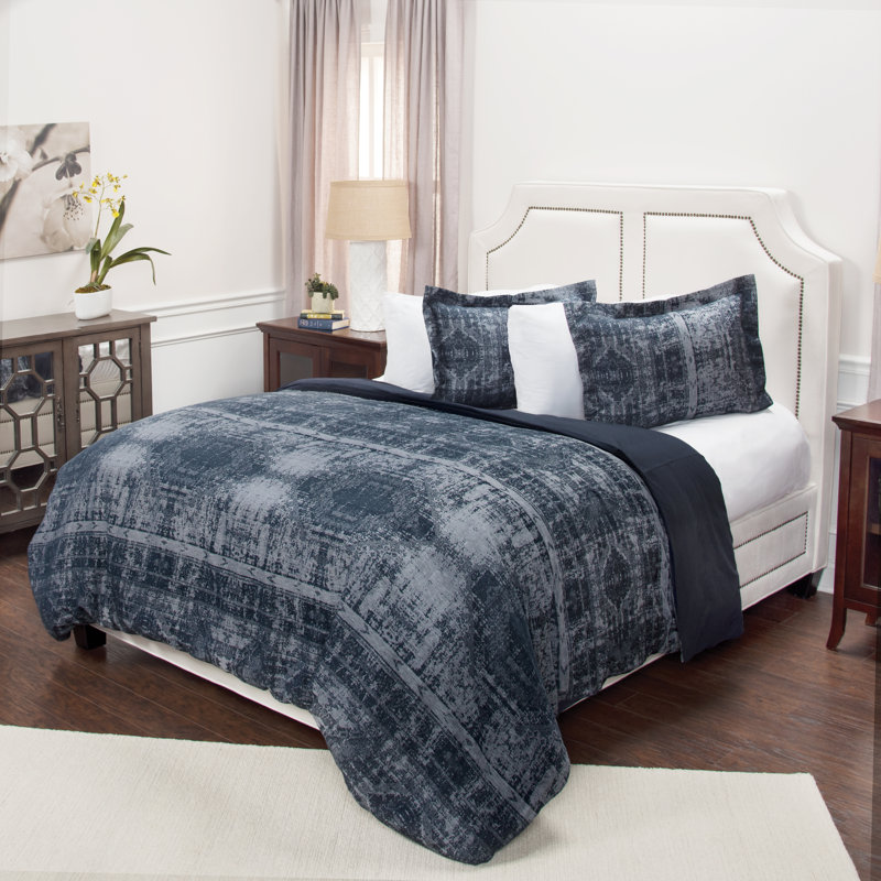 Keesey Cotton Abstract Duvet Cover, King Duvet Cover + 2 Shams