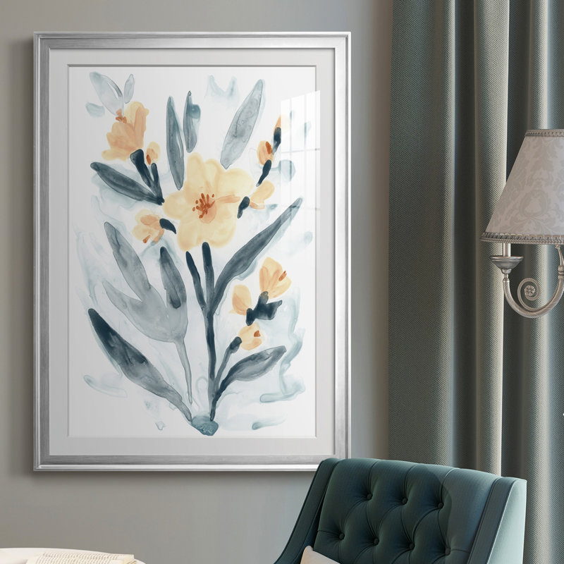 Indigo & Blush Bouquet II - reproduction de cadre photo, Chrome, H 36,5 po x l 26,5 po x P 1 po