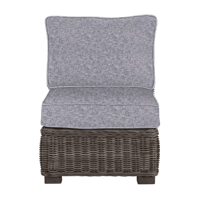 Fauteuil de chambre modulaire rustique tissé noyer noir, Welt, Noir noyer, InsideOut® Rollo ‑ lin crème