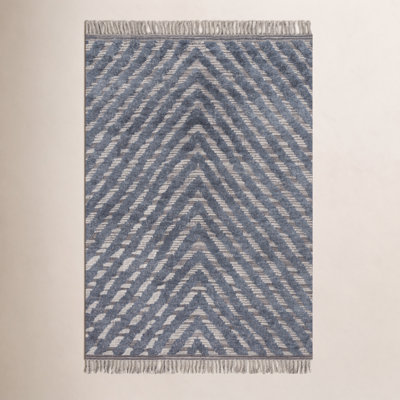 Benjamin Blue Hand-Knotted Chevron Rug