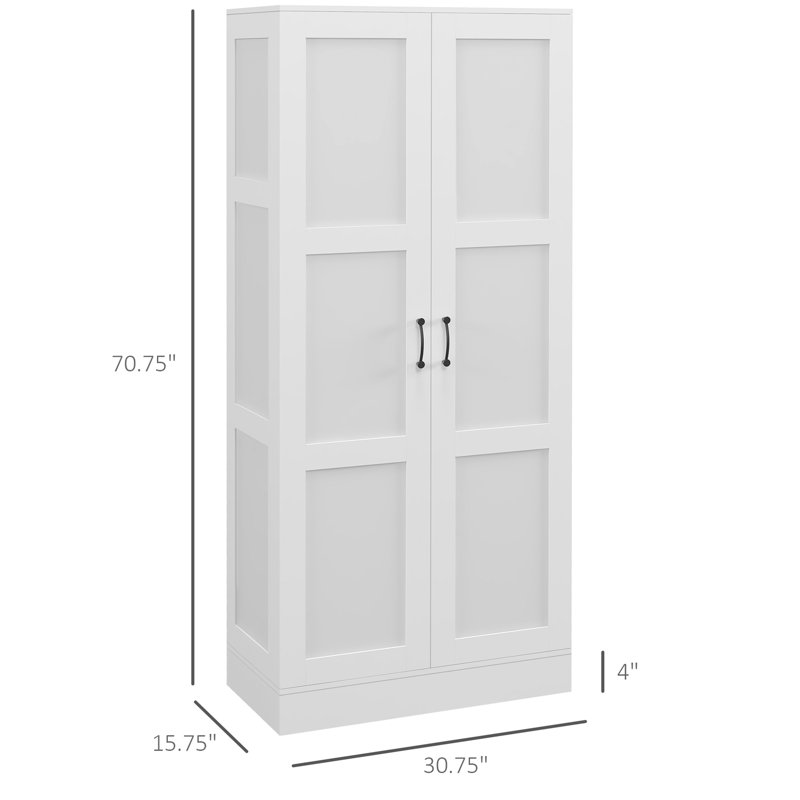 Armoire haute 71 po blanche avec tablettes mobiles et rangement pratique