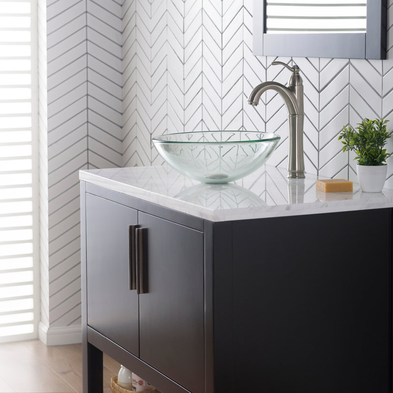 Clear Glass Glass Circular Vessel Bathroom Sink