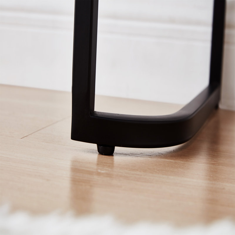 Table de coiffeuse à miroir 39 "avec base en acier inoxydable, Noir, Gris
