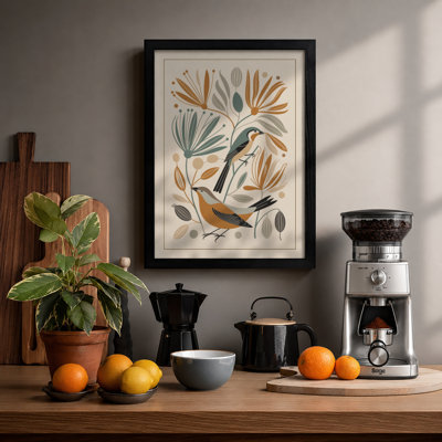 Bird Among Botanicals Botanical - Framed Print