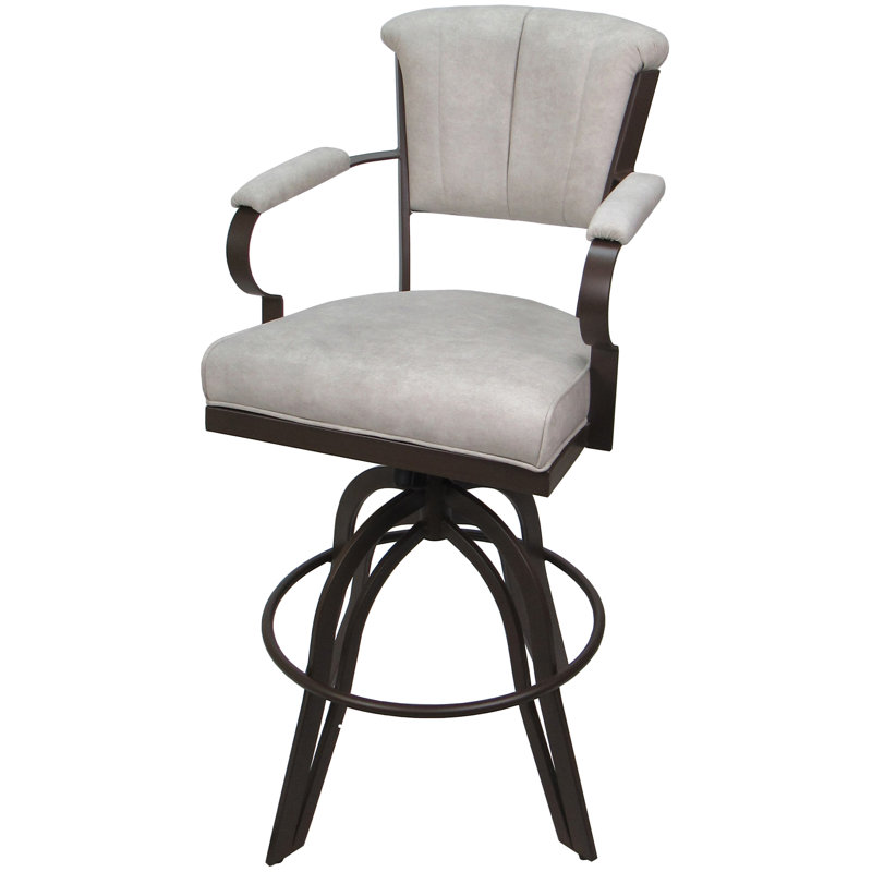 Raddie Swivel Metal Bar Stool 30" Seat, Cream, Brown