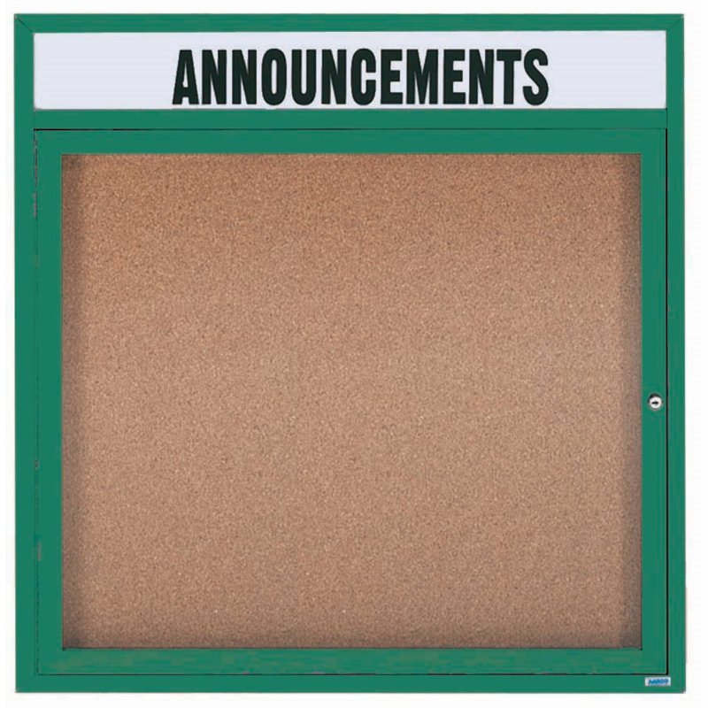 Tableau d'affichage mural illuminé et fermé, Vert thermolaqué, Un, H 36 po x l 36 po