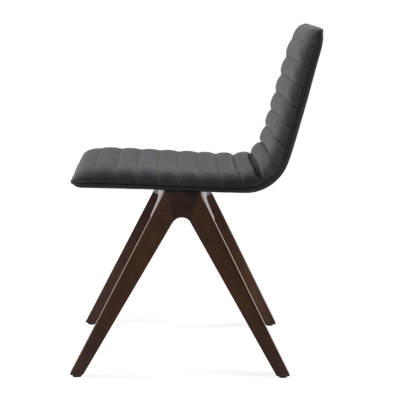 Fino Upholstered Solid Back Side Chair, Black, Natural