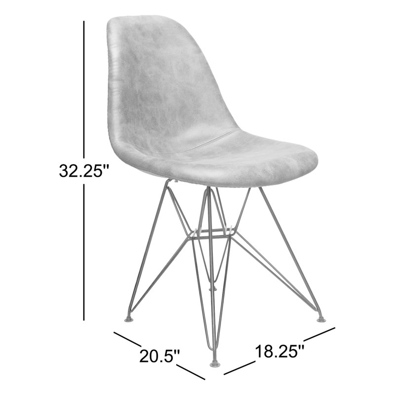 Chaise d'appoint Casina, Faux cuir gris