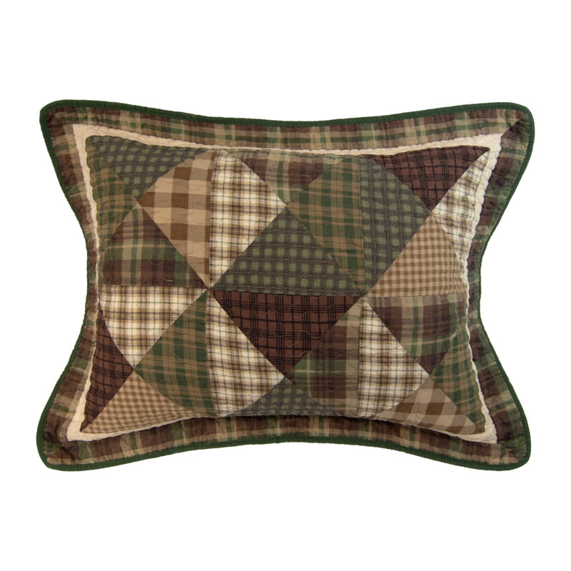 Donna Sharp Pine Star Embroidered Pieced Cotton 3PC King Quilt Set, King Quilt + 2 Shams