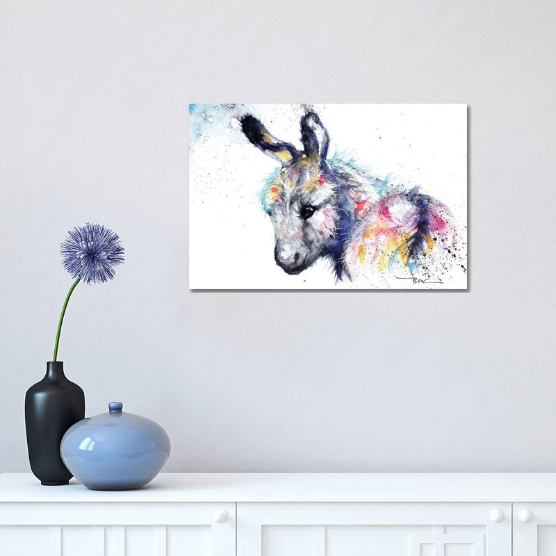 Donkey by BebesArts - Painting on Canvas, Wrapped Canvas, 30.48 cm H x 45.72 cm W