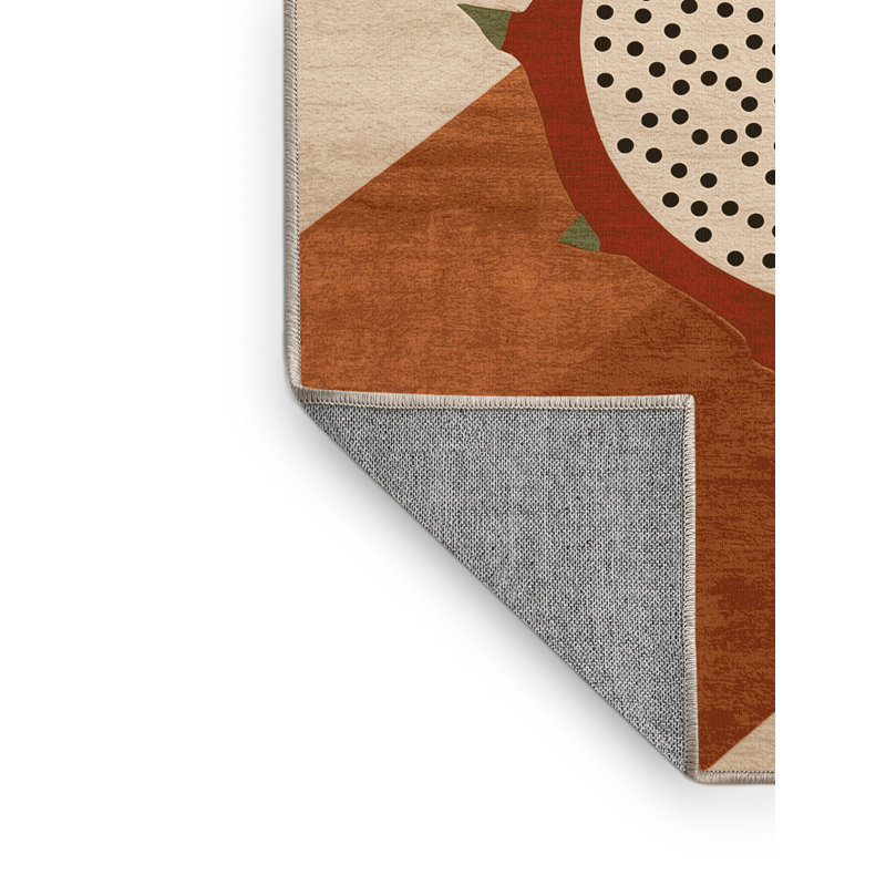 Machine Washable Aedan Dragonfruit Modern Rug in Beige – Beige Binding, 7x9