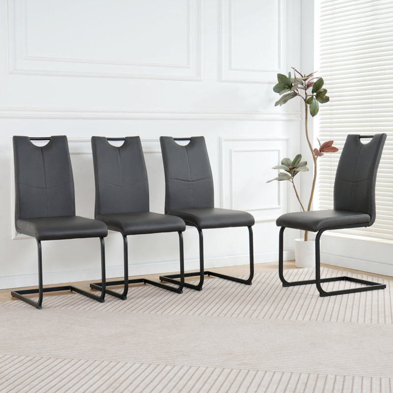  Chaise rembourrée en polyuréthane, Gris, 4, Noir