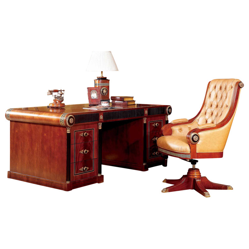 Solid Wood Top Executive Desk, 31.1" H x 76.8" W x 39.4" D