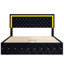 Velvet Ottoman Bed With LED Headboard, Glam Upholstered Storage Frame With Crystal Tufting, Black & Beige-510076272-509580884