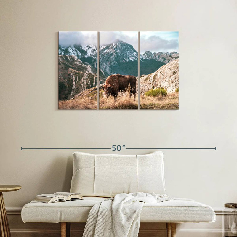 Brampt Bison Lost In The Mountains, 24" H x 38" W