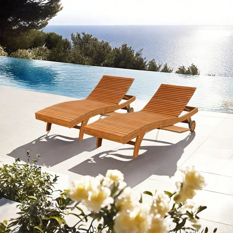 Chaise longue en teck de qualité supérieure
