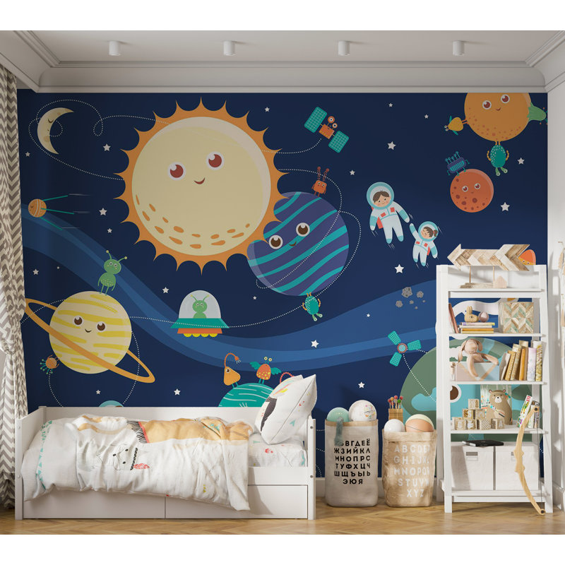 Papier peint pour enfants - Planètes heureuses, L 55 po x l 78 po