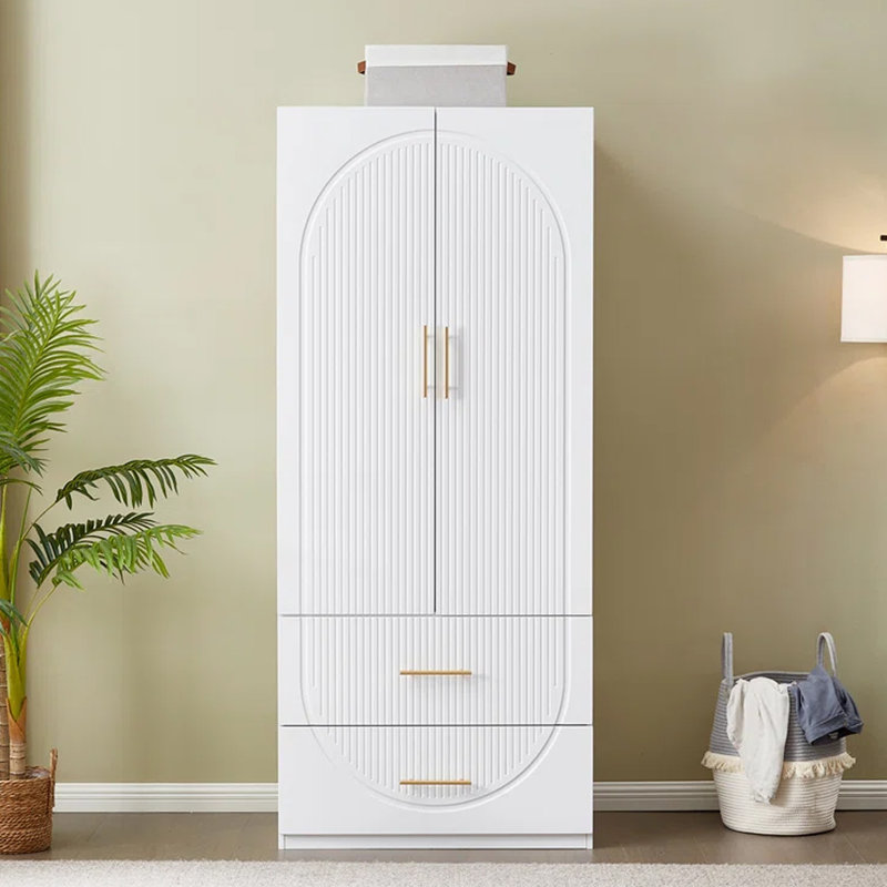 Ruthy Solid Manufactured Wood Armoire, White