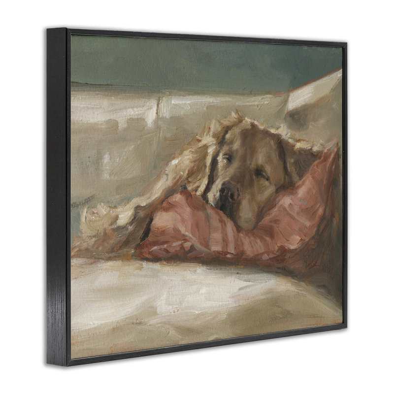 «Comfortable Sleeping Labrador Giclee Art», conception par Ethan Harper, H 11 po x l 14 po, Giclée encadrée noir minuit