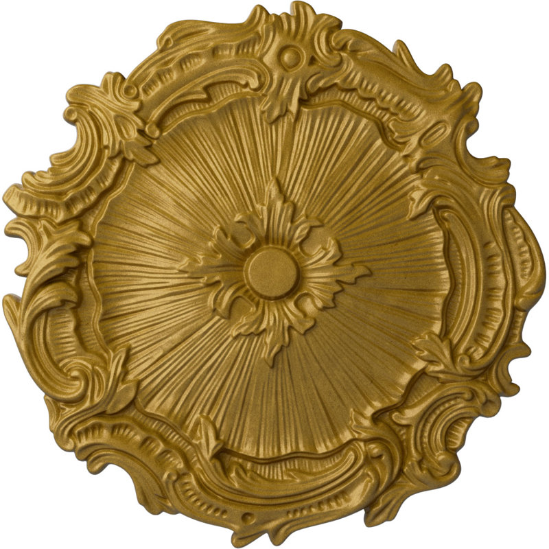 Médaillon de plafond Endurathane Wigan, DE 16 po x P 2 1/4 po, fini blanc ultra pur peint à la main, Or du Pharaon