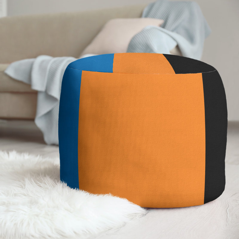Repose-pieds repose-pieds rond 20,5" new velours, Bleu / orange / noir
